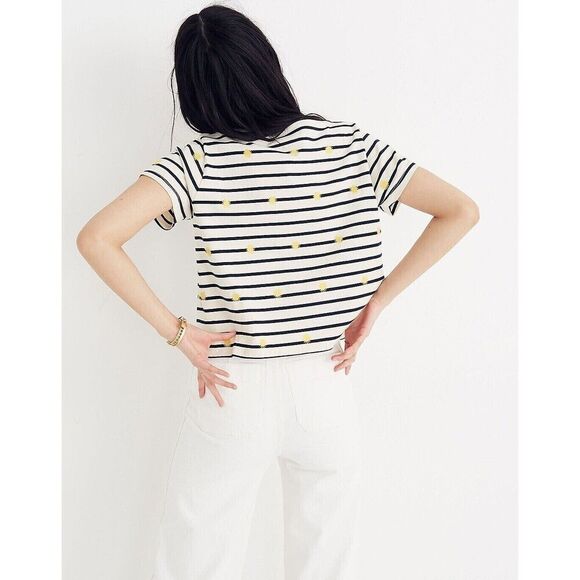 Madewell Embroidered Sun Setlist Boxy Top in Stripe Size XS - Picture 3 of 6
